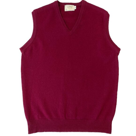 Vintage L.L. Bean Lambs Wool Burgundy V-Neck Sweater Vest Size Large - Tall - Picture 1 of 6